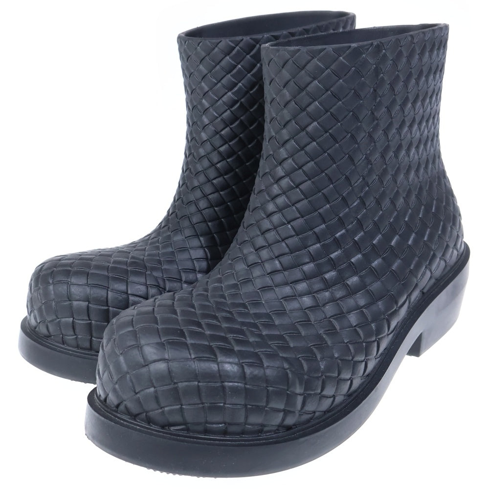 BOTTEGA VENETA(ボッテガヴェネタ) ファイアーマン ラバー ショートブーツ イントレチャート レインブーツ ブラック