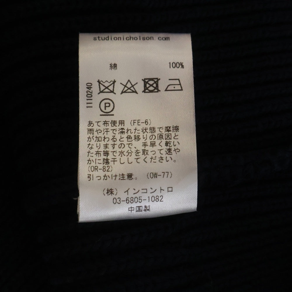 STUDIO NICHOLSON(スタジオニコルソン) RIB OVERSIZED CREW NECK オーバーサイズ リブ編み ニット ネイビー 52-10-141013