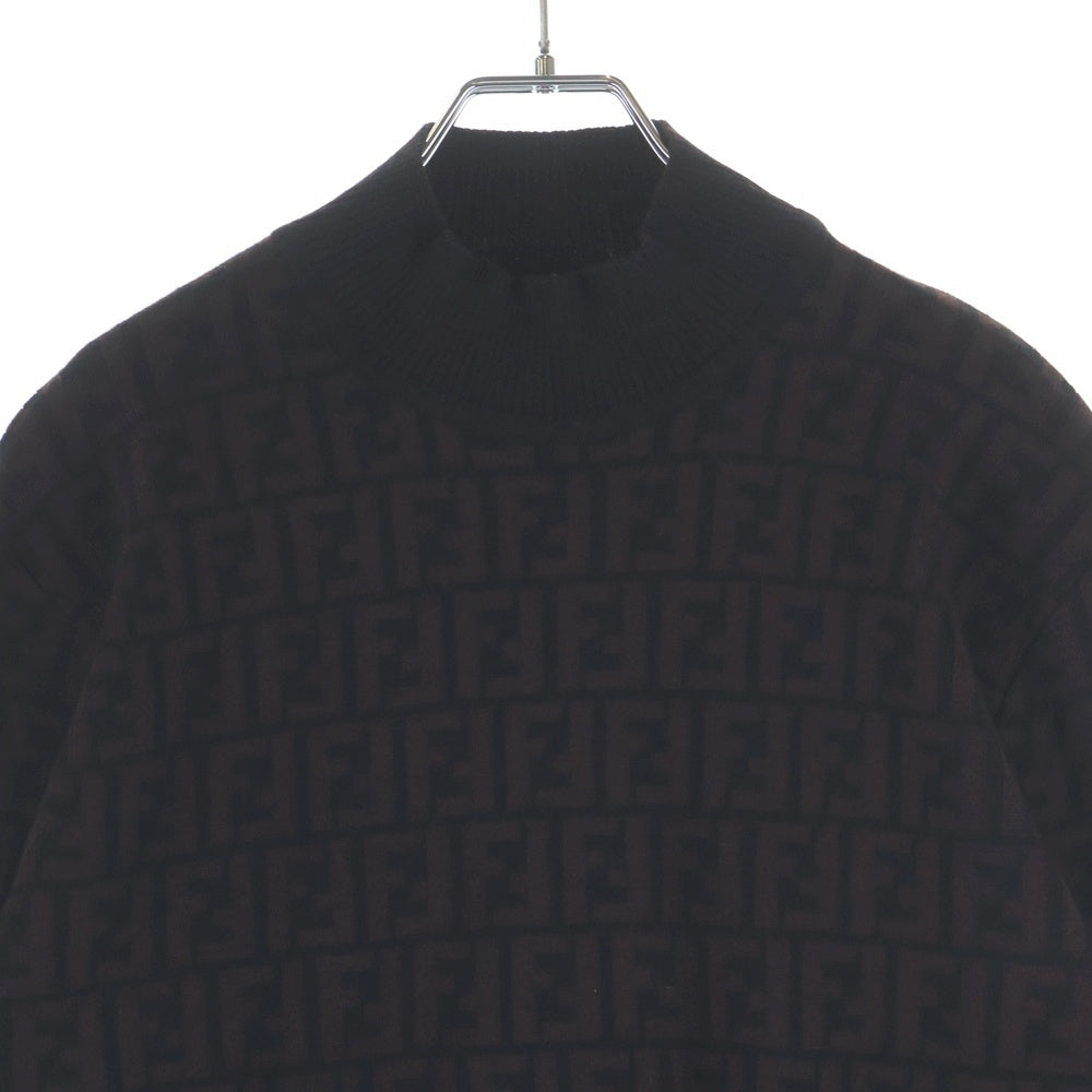 FENDI(フェンディ) 90-00s OLD ズッカ柄 ウール モックネック ニット セーター イタリア製 ブラウン