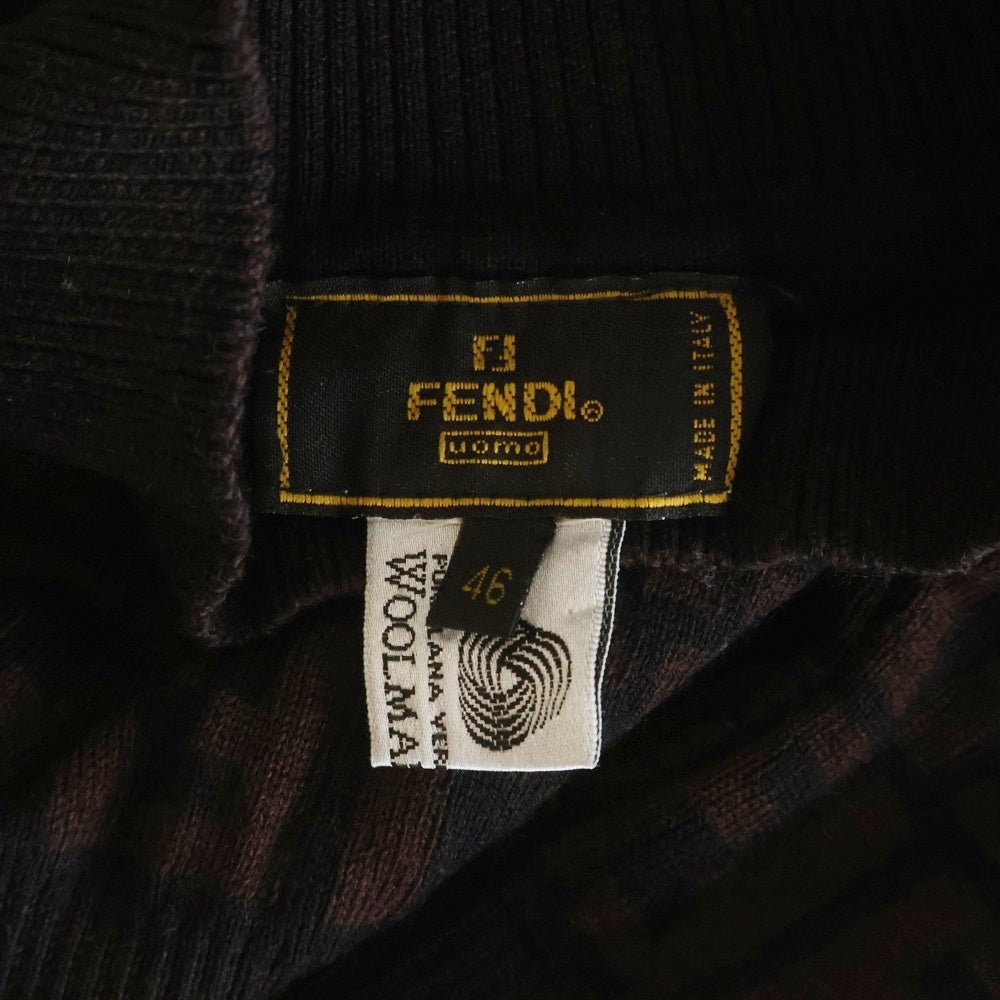 FENDI(フェンディ) 90-00s OLD ズッカ柄 ウール モックネック ニット セーター イタリア製 ブラウン