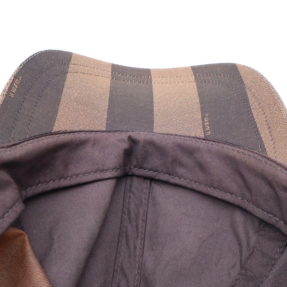 FENDI(フェンディ) ペカン柄 ベースボールキャップ 帽子 ストライプ ブラウン系