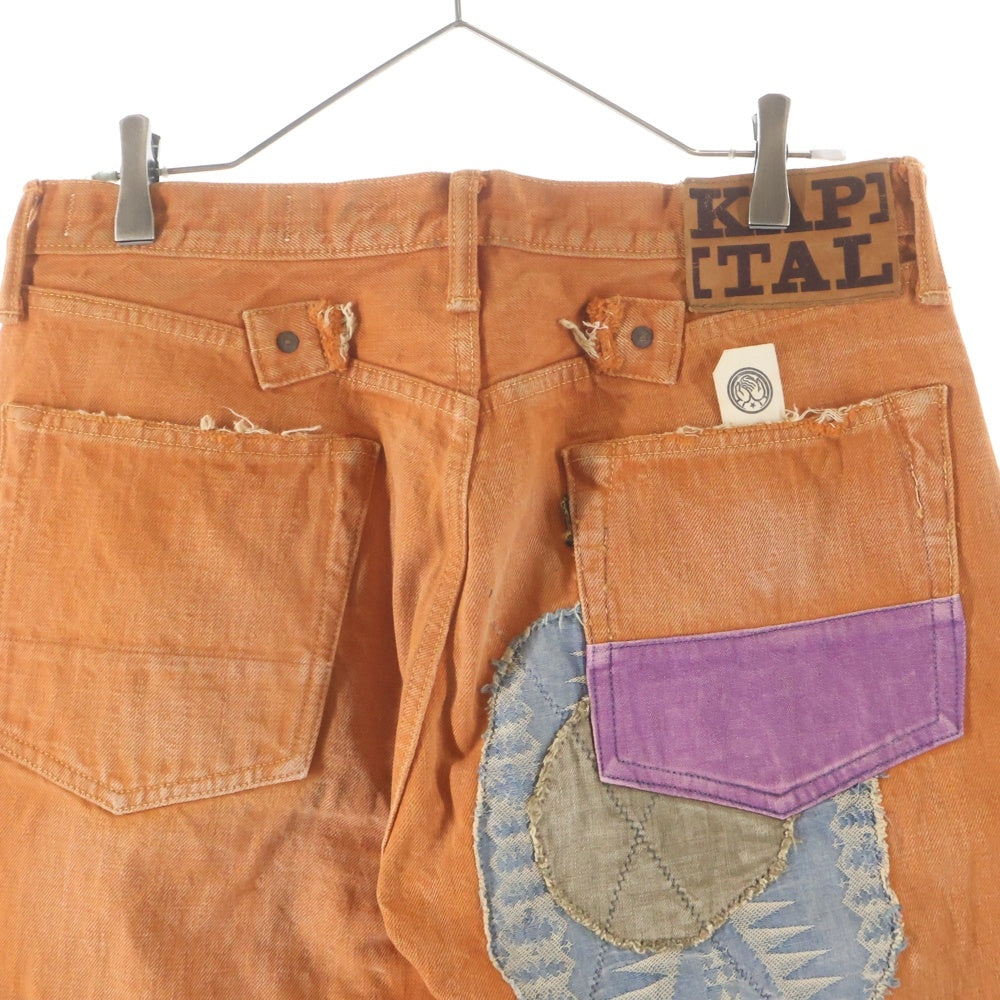 KAPITAL(キャピタル) 90-00s VINTAGE ヴィンテージ カントリー パッチワークデザイン デニムパンツ 岡山県御津工場産 オレンジ