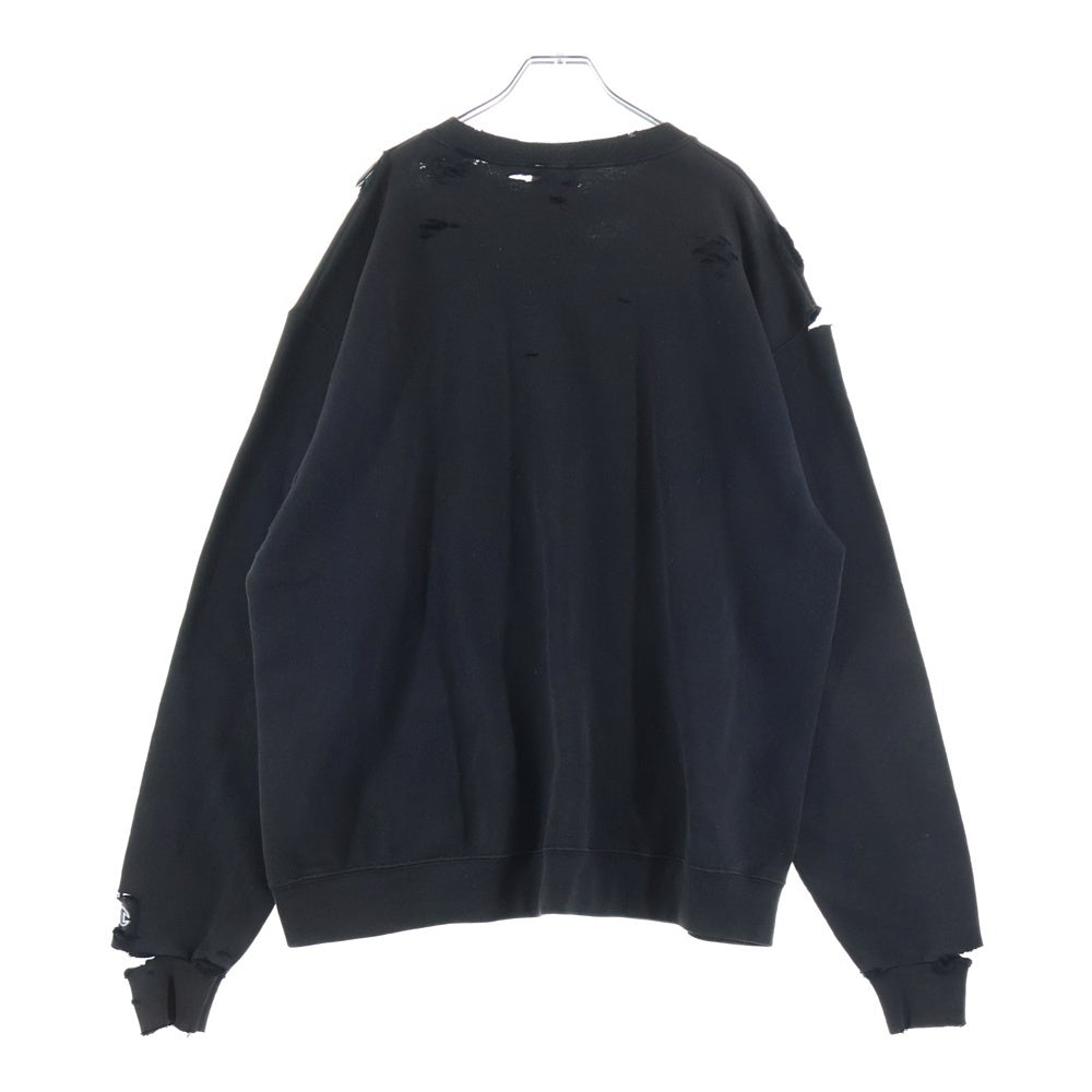 CHAMPION(チャンピオン) ダメージ加工 フェード スウェット ロングスリーブ 長袖 ブラック
