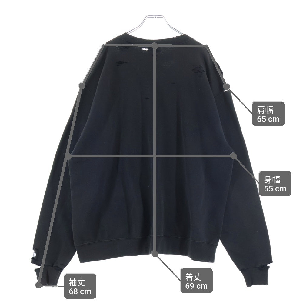 CHAMPION(チャンピオン) ダメージ加工 フェード スウェット ロングスリーブ 長袖 ブラック