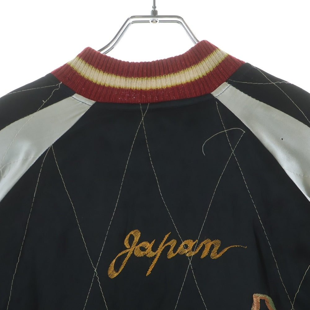 VINTAGE(ヴィンテージ) 50s Souvenir Jacket スーベニアジャケット スカジャン リバーシブル サテン TTSジップ 日本地図 ブラック×ブルー