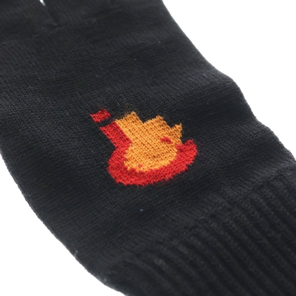 RAF SIMONS(ラフシモンズ) knitted gloves with placed jacquard ジャガードデザインニットグローブ 手袋 ブラック