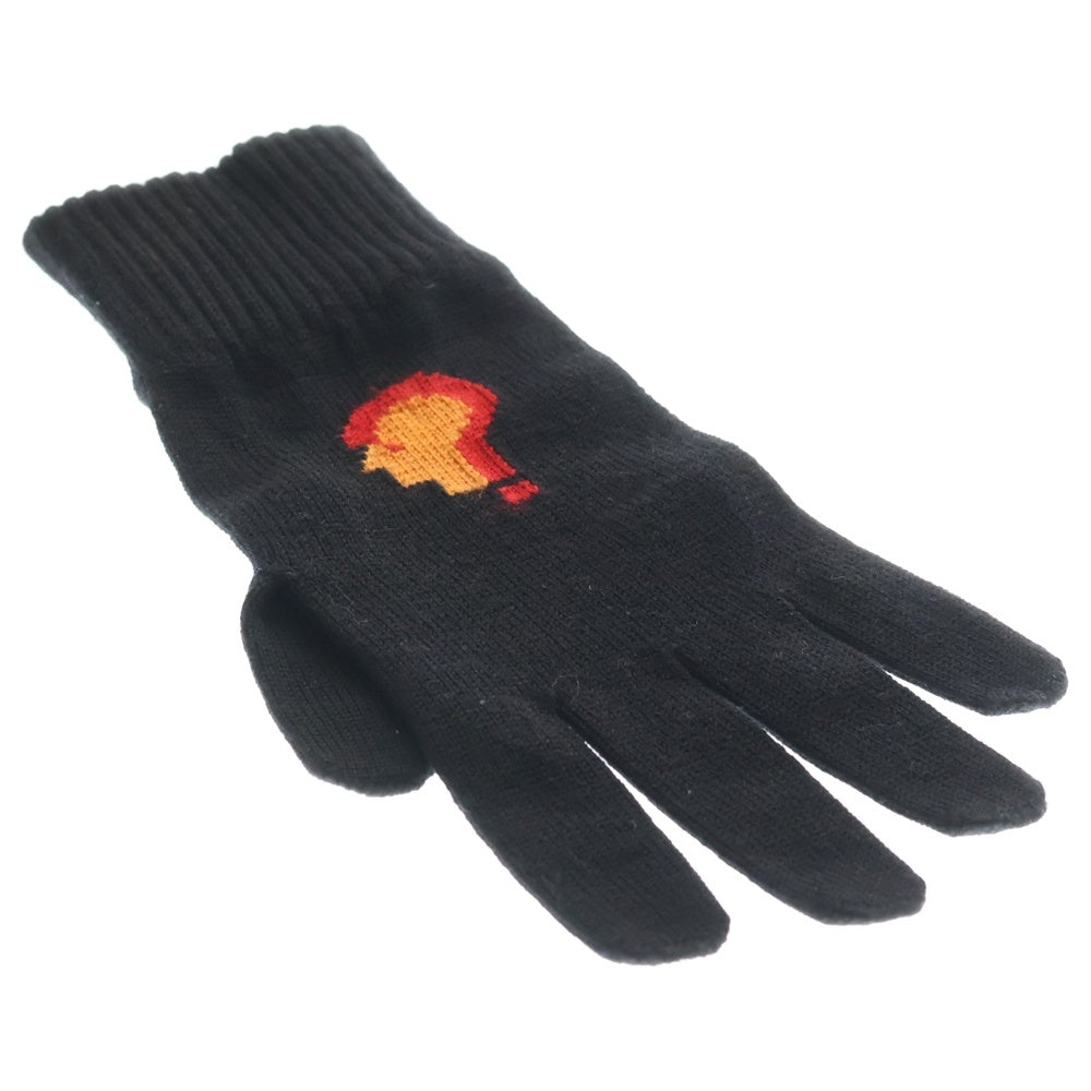 RAF SIMONS(ラフシモンズ) knitted gloves with placed jacquard ジャガードデザインニットグローブ 手袋 ブラック
