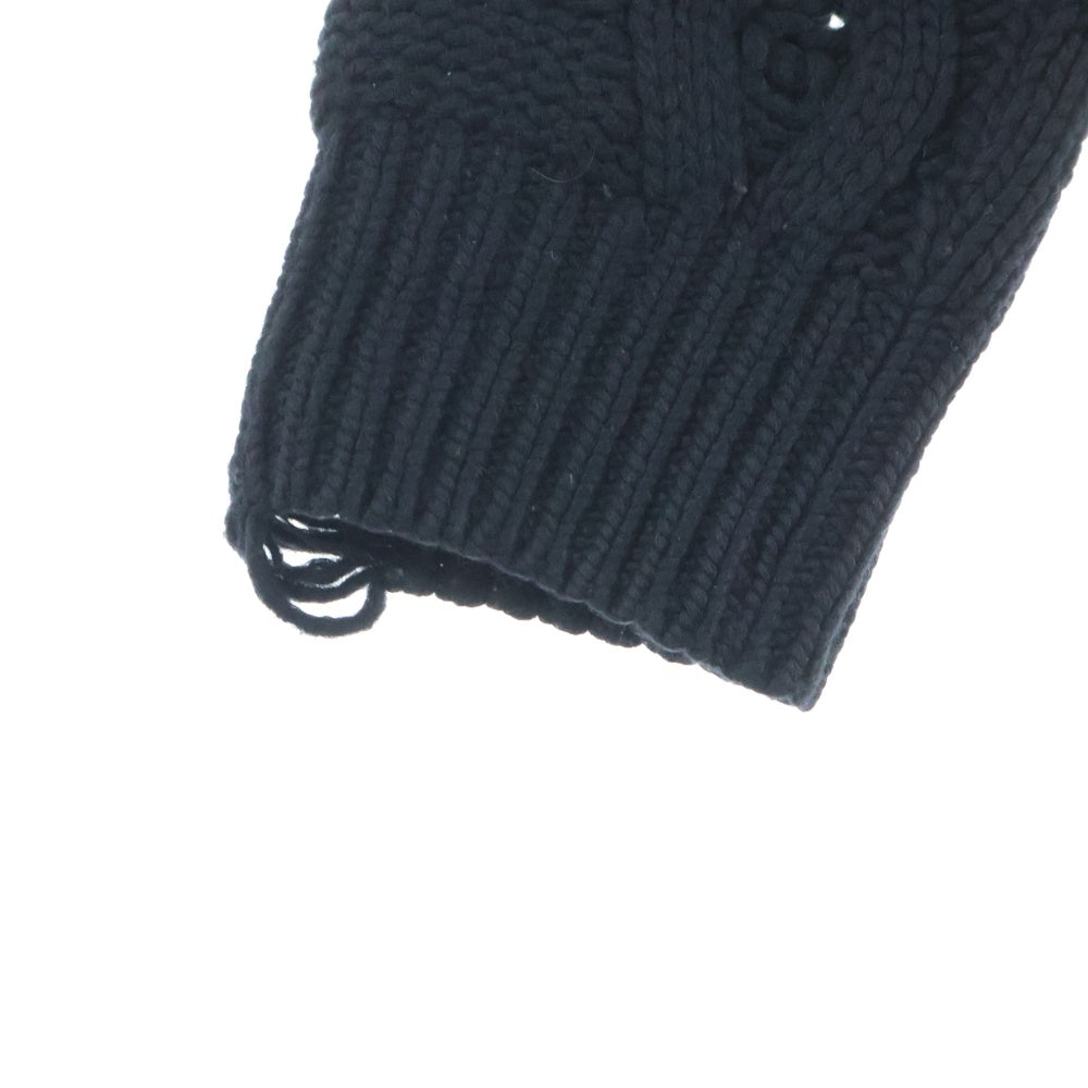 AMIRI(アミリ) Oversized Distressed Cable-Knit オーバーサイズ ダメージ加工 ケーブルカーディガン 長袖ニット ブラック