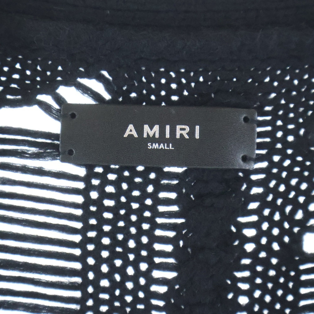 AMIRI(アミリ) Oversized Distressed Cable-Knit オーバーサイズ ダメージ加工 ケーブルカーディガン 長袖ニット ブラック