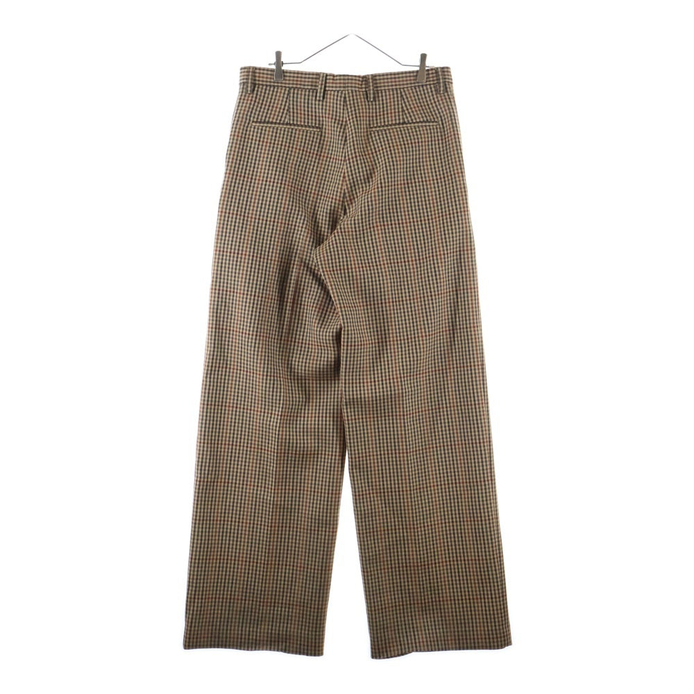 DRIES VAN NOTEN(ドリスヴァンノッテン) 24AW Wide Slacks ワイド スラックス パンツ ウール チェック ブラウン レディース