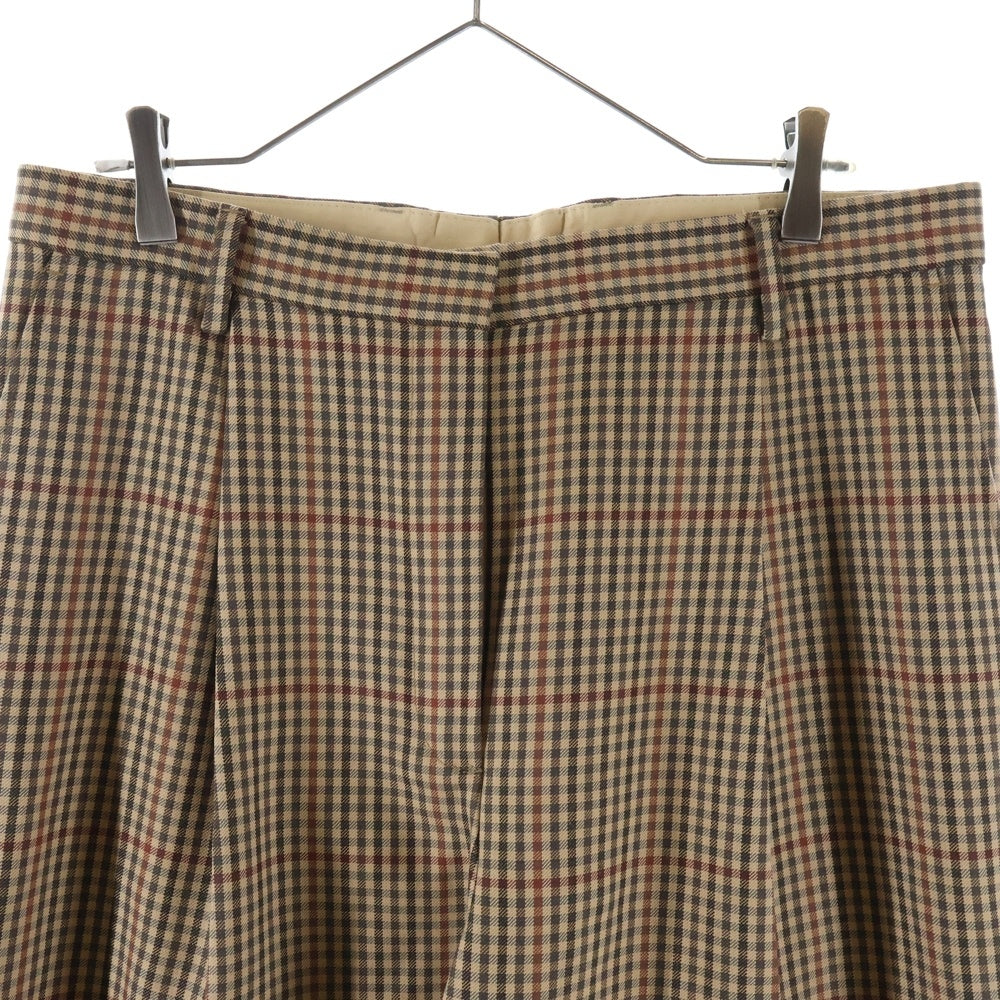 DRIES VAN NOTEN(ドリスヴァンノッテン) 24AW Wide Slacks ワイド スラックス パンツ ウール チェック ブラウン レディース