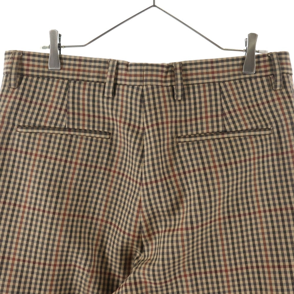 DRIES VAN NOTEN(ドリスヴァンノッテン) 24AW Wide Slacks ワイド スラックス パンツ ウール チェック ブラウン レディース