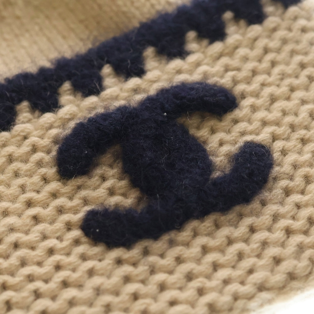 CHANEL(シャネル) 23AW ココマーク カシミア シルク ニット帽 ビーニー ベージュ レディース