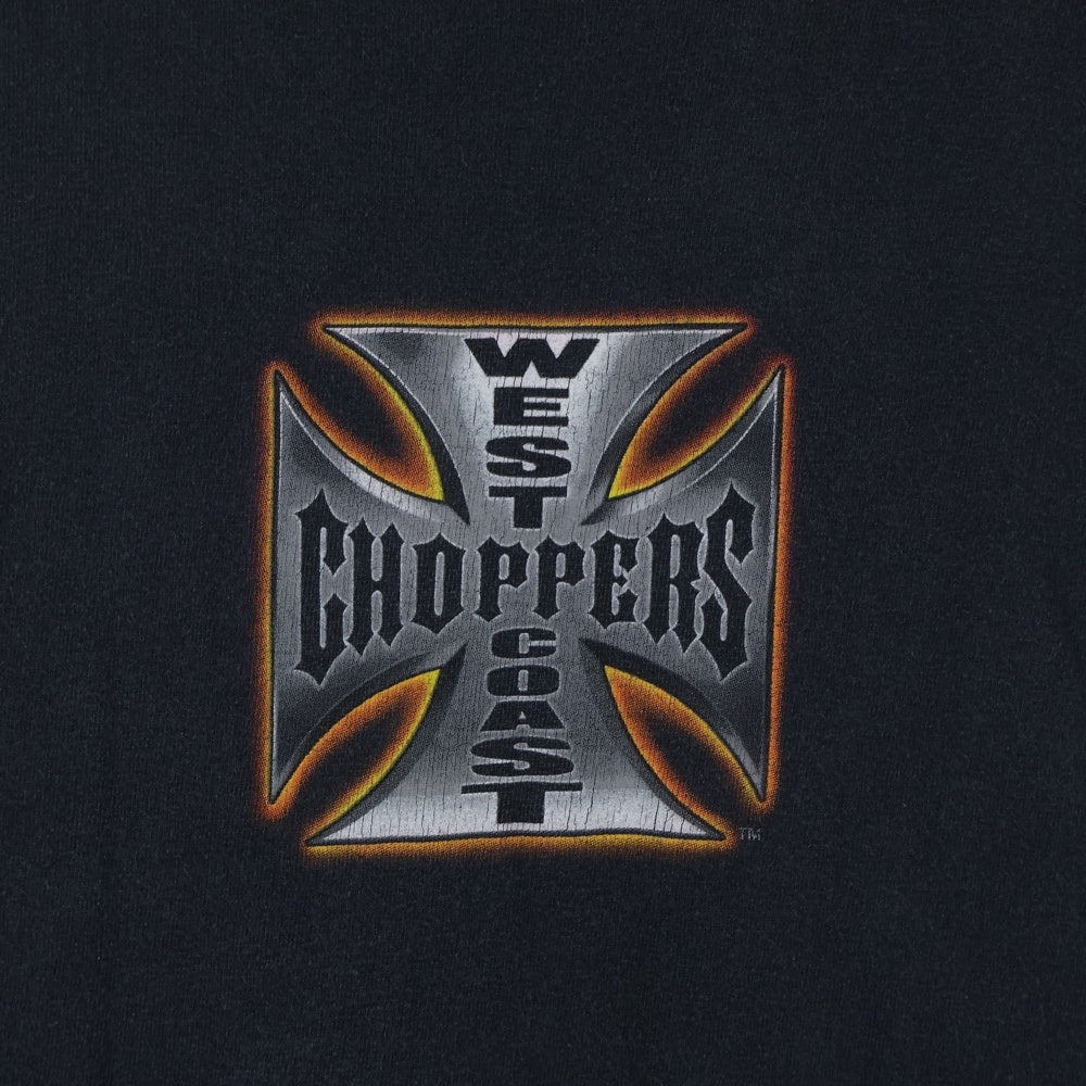 VINTAGE(ヴィンテージ) 90s West Coast Choppers Long Baech CA S/S Tee ウエストコーストチョッパーズ アイアンクロス 長袖Tシャツ カットソー ブラック