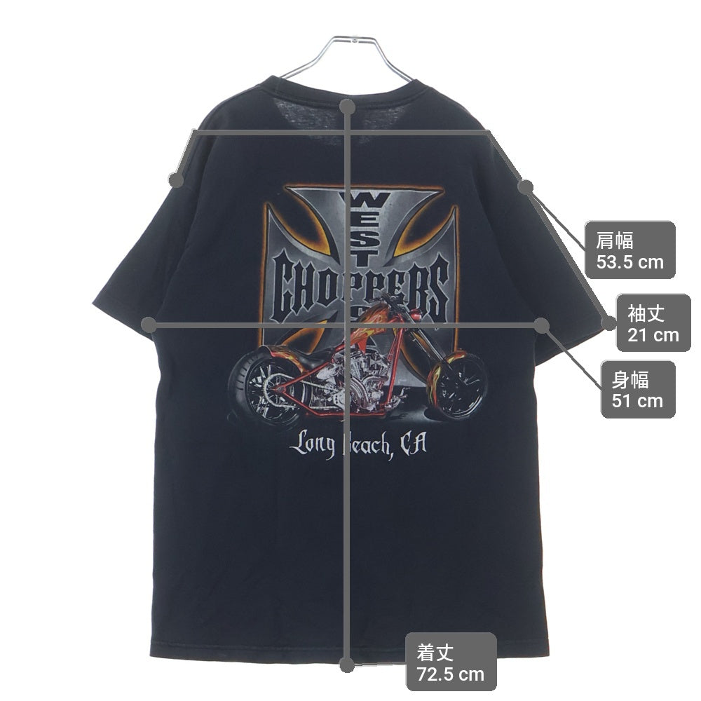 VINTAGE(ヴィンテージ) 90s West Coast Choppers Long Baech CA S/S Tee ウエストコーストチョッパーズ アイアンクロス 長袖Tシャツ カットソー ブラック
