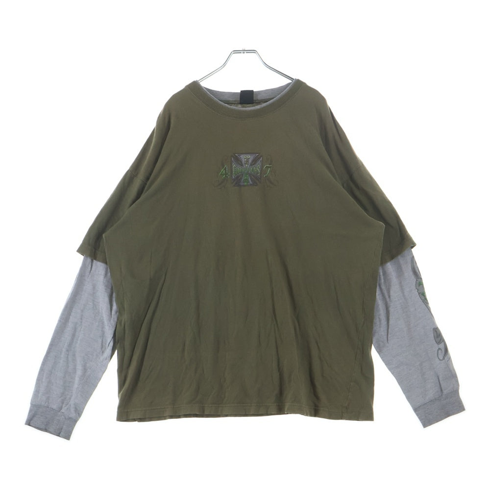 VINTAGE(ヴィンテージ) 90-00s West Coast Choppers Layered L/S Tee ウエストコーストチョッパーズ レイヤード 長袖Tシャツ カットソー ロンT オリーブ×グレー
