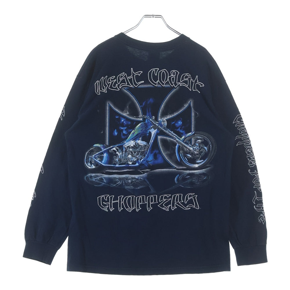 VINTAGE(ヴィンテージ) 90s West Coast Choppers Blue Flame L/S Tee ウエストコーストチョッパーズ ブルーフレイム アイアンクロス 長袖Tシャツ カットソー ネイビー
