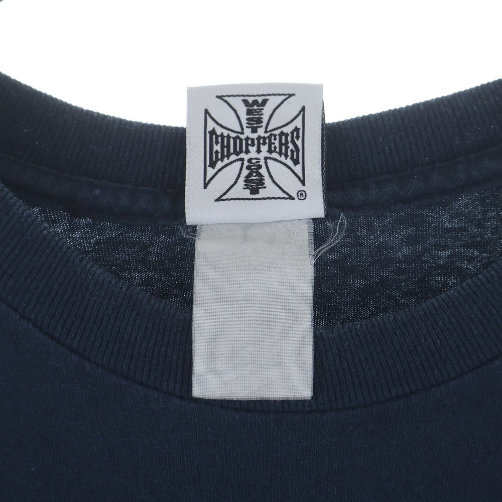 VINTAGE(ヴィンテージ) 90s West Coast Choppers Blue Flame L/S Tee ウエストコーストチョッパーズ ブルーフレイム アイアンクロス 長袖Tシャツ カットソー ネイビー