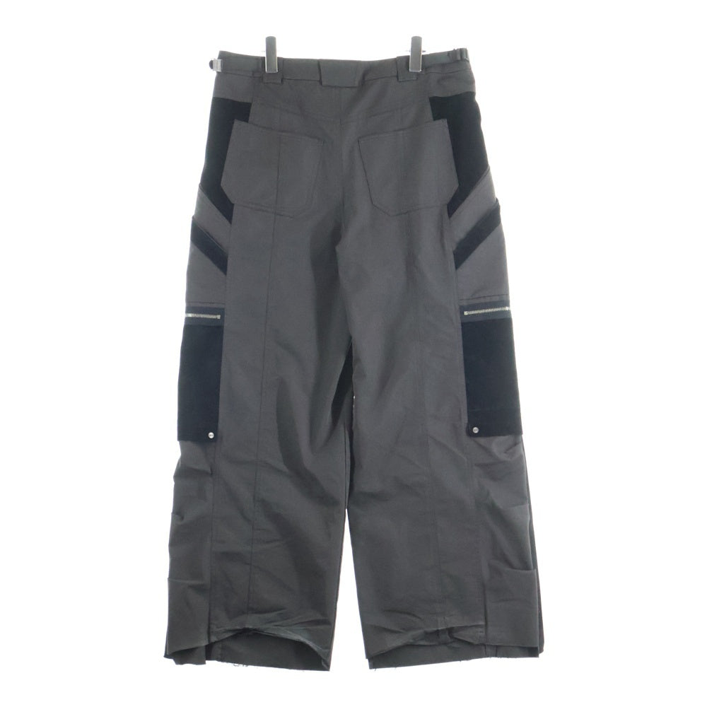 cmmawear(コマウェア) THIA CARGO TROUSERS 切り替え ワイドカーゴパンツ ブラウン/ブラック
