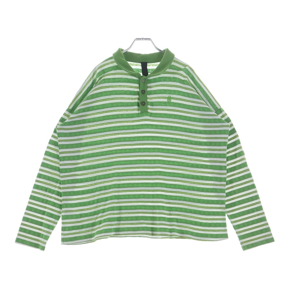 CHROME HEARTS(クロムハーツ) RUGBY POLO LONG SLEEVES ラグビーポロスリーブ 長袖ポロシャツ カットソー コットン ストライプ グリーン/ホワイト