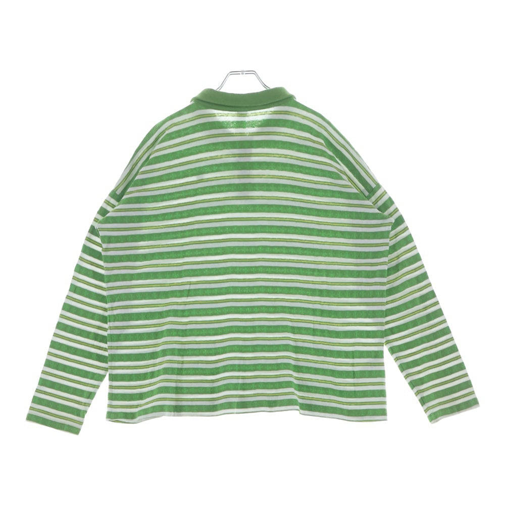 CHROME HEARTS(クロムハーツ) RUGBY POLO LONG SLEEVES ラグビーポロスリーブ 長袖ポロシャツ カットソー コットン ストライプ グリーン/ホワイト