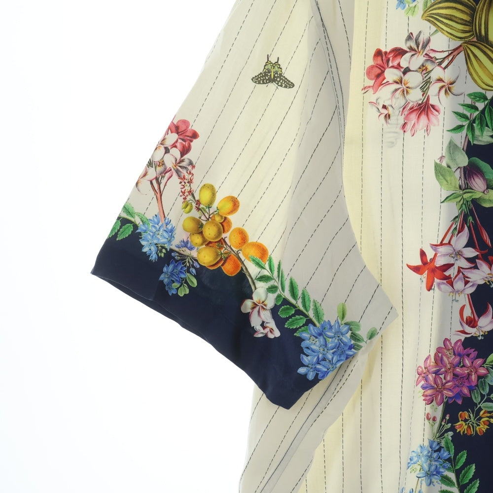 KITH(キス) ×NYBG Pinstripe Floral Thompson Shirt ニューヨークボタニカルガーデン フローラル トンプソンシャツ 半袖シャツ ホワイト 24-051-060-0008-1-0