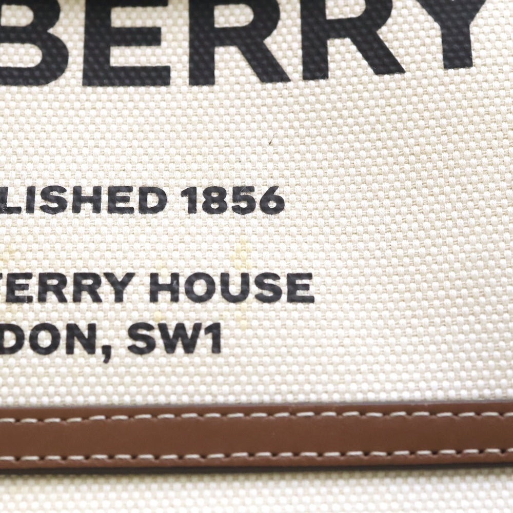 BURBERRY(バーバリー) ロゴプリント キャンバス/レザー トートバッグ ベージュ/ブラウン 8036784 レディース