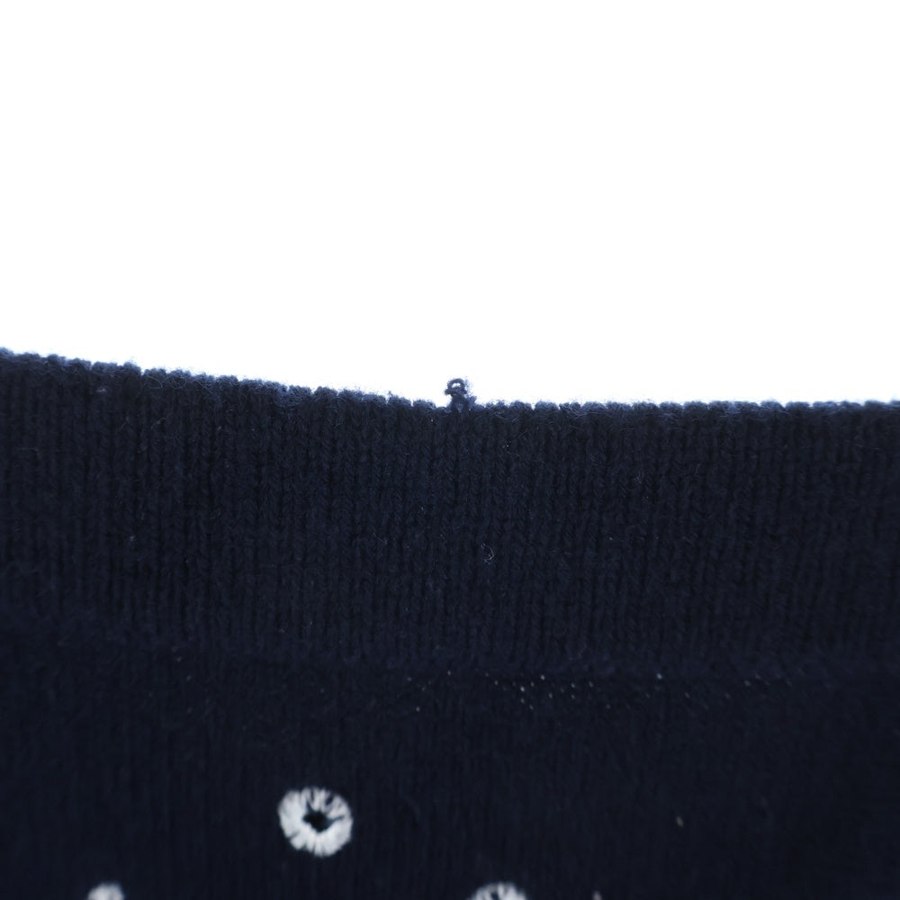 CHANEL(シャネル) 花柄 刺繍 カシミアニットワンピース ネイビー ビスチェ レディース P74642 K10710