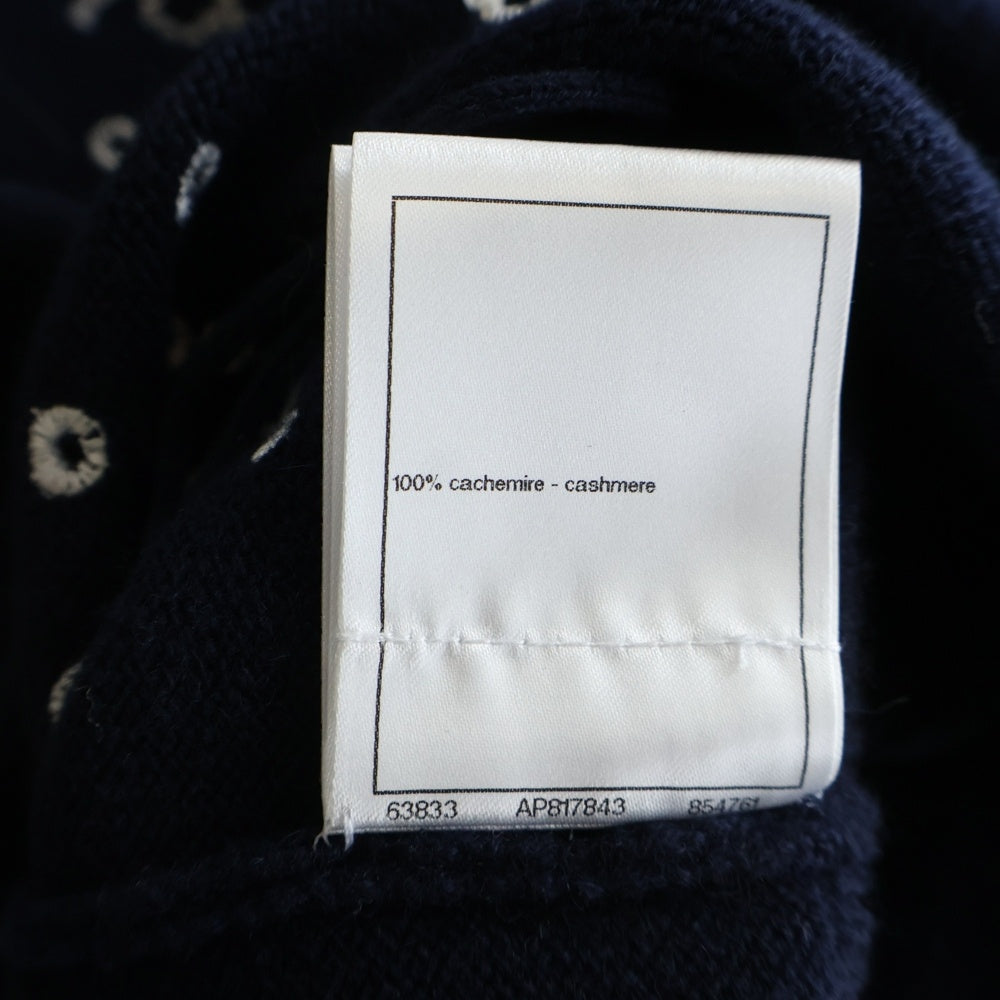 CHANEL(シャネル) 花柄 刺繍 カシミアニットワンピース ネイビー ビスチェ レディース P74642 K10710
