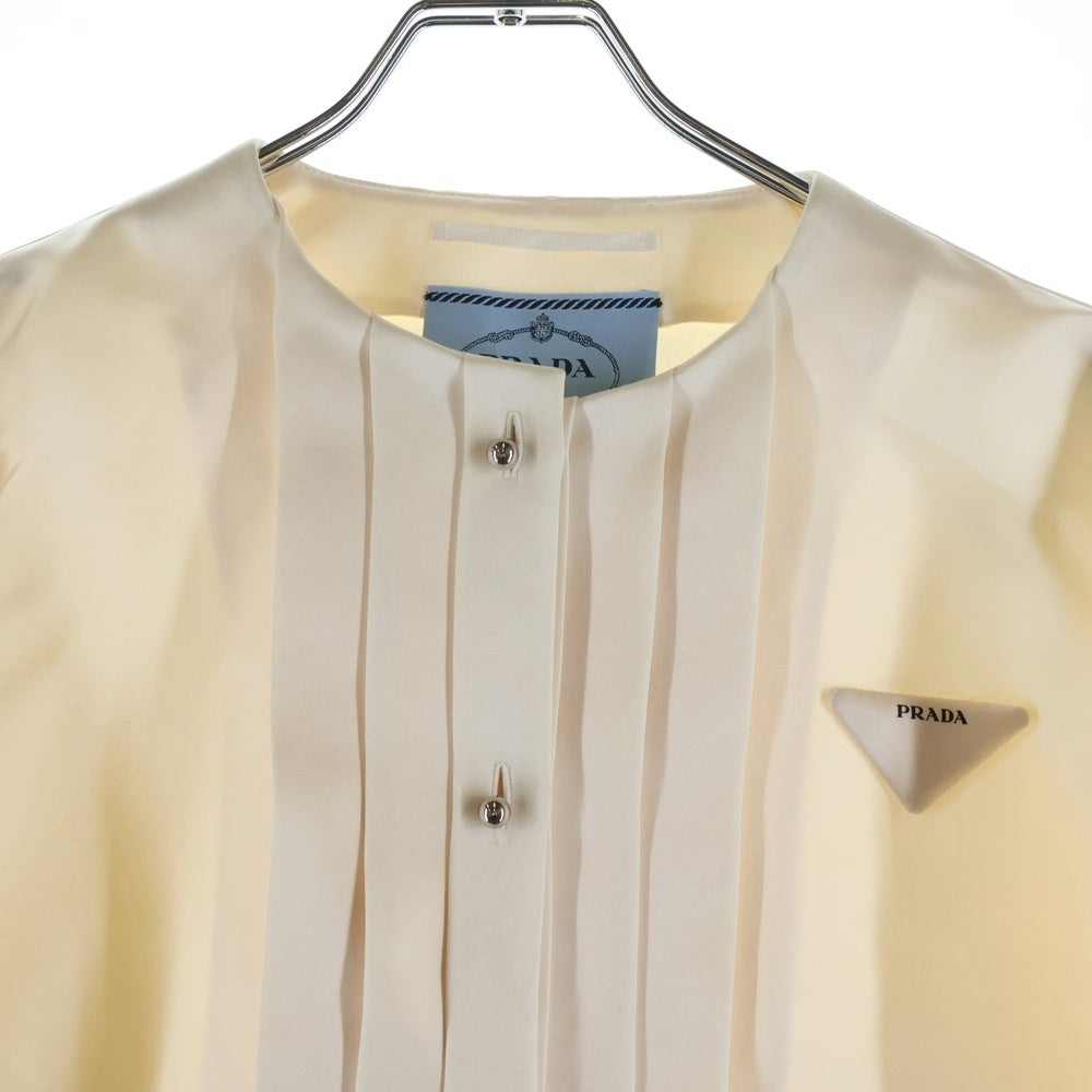 PRADA(プラダ) シルクショート丈 ノーカラーボンバージャケット アイボリー レディース P516N S231