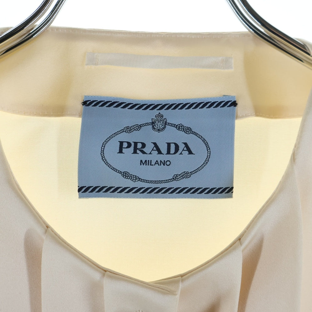 PRADA(プラダ) シルクショート丈 ノーカラーボンバージャケット アイボリー レディース P516N S231