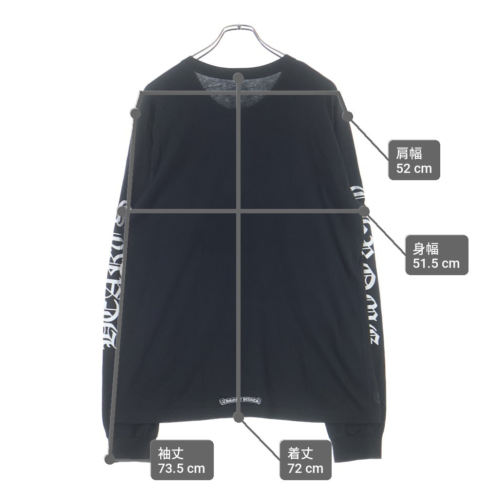 CHROME HEARTS(クロムハーツ) Neck Logo LS TEE ネックロゴプリント アームロゴ クルーネックロングスリーブTシャツカットソー ロンT ブラック