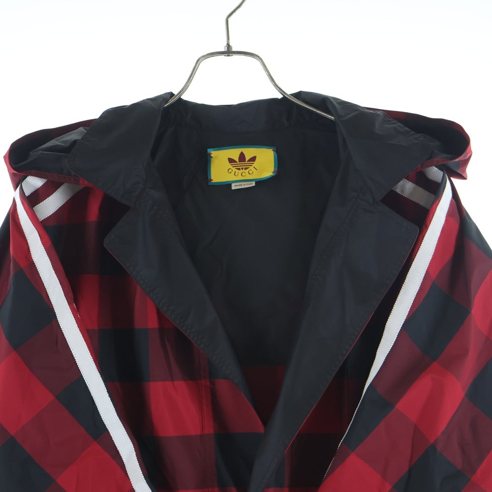 GUCCI(グッチ) ×ADIDAS バッファローチェック ナイロン ケープコート アディダス ブラック/レッド 716270 4GAEJ