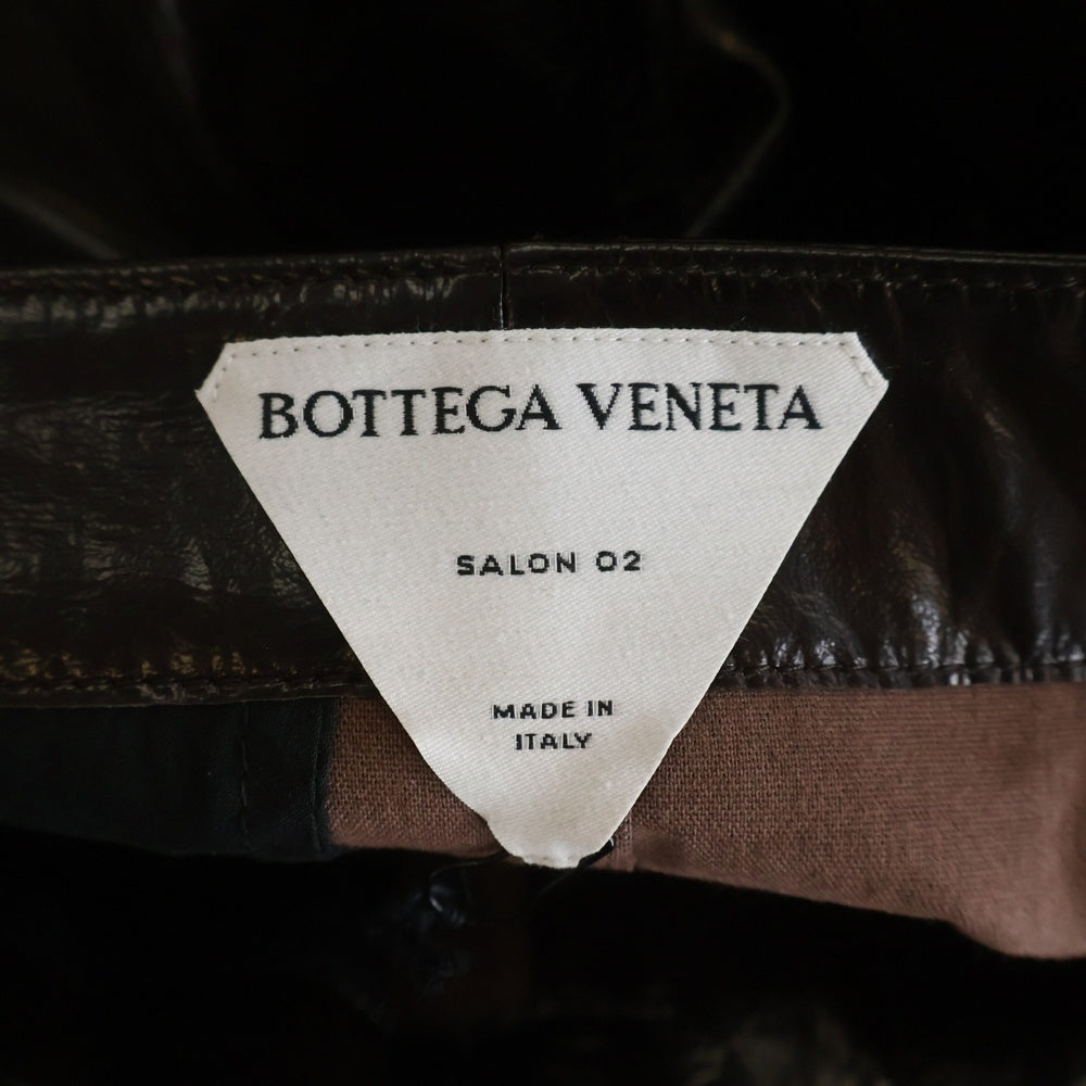 BOTTEGA VENETA(ボッテガヴェネタ) ZIPPED TROUSORES 683490 V1D20 ラムスキン ジップディティールパンツ レディース ブラウン