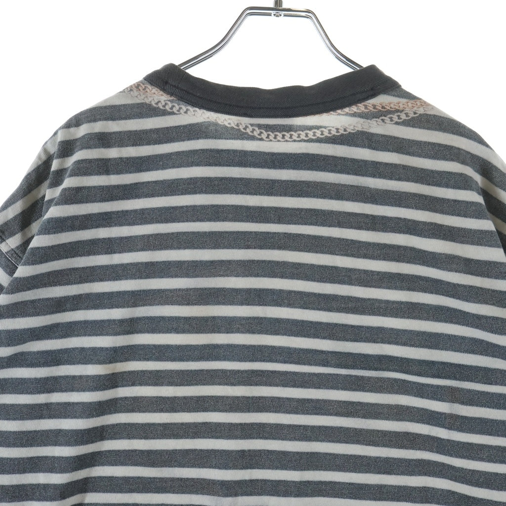 EVISU(エビス) トロンプルイユ ルーズフィットストライプTシャツ 半袖Tシャツ カットソー ブラック/ホワイト 2EAHTM4TS8056LFCT