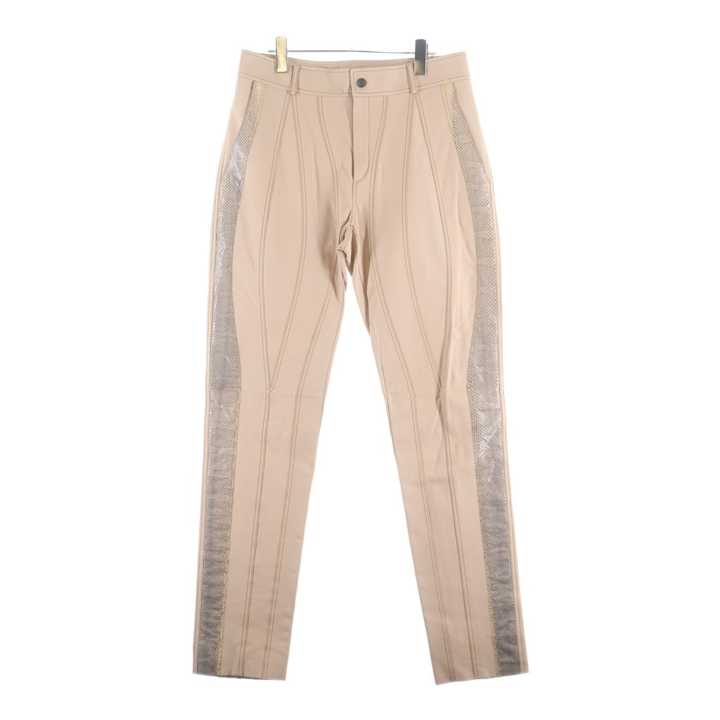 BOTTEGA VENETA(ボッテガヴェネタ) LAMB AYERS LEATHER PANT 511600 VELY1 ラムスキン パイソンサイドライン パンツ ライトピンク
