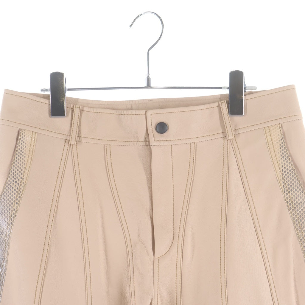 BOTTEGA VENETA(ボッテガヴェネタ) LAMB AYERS LEATHER PANT 511600 VELY1 ラムスキン パイソンサイドライン パンツ ライトピンク