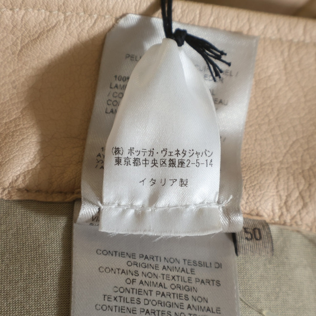 BOTTEGA VENETA(ボッテガヴェネタ) LAMB AYERS LEATHER PANT 511600 VELY1 ラムスキン パイソンサイドライン パンツ ライトピンク