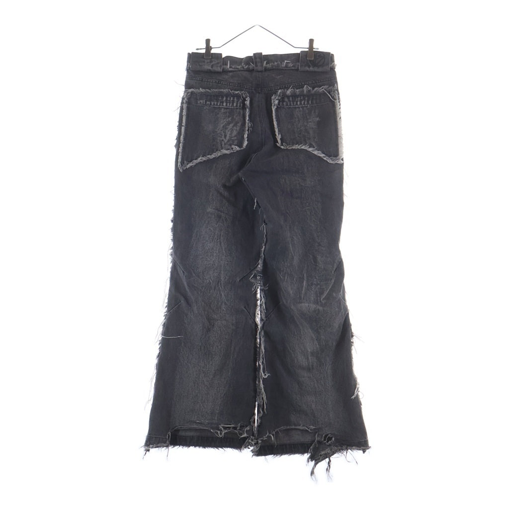 NO/FAITH STUDIOS(ノーフェイスストゥディオス) FLARED DENIM カットオフ ダメージ加工 ジップフライフレアデニムパンツ ブラック
