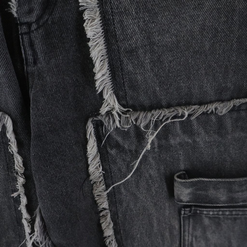NO/FAITH STUDIOS(ノーフェイスストゥディオス) FLARED DENIM カットオフ ダメージ加工 ジップフライフレアデニムパンツ ブラック