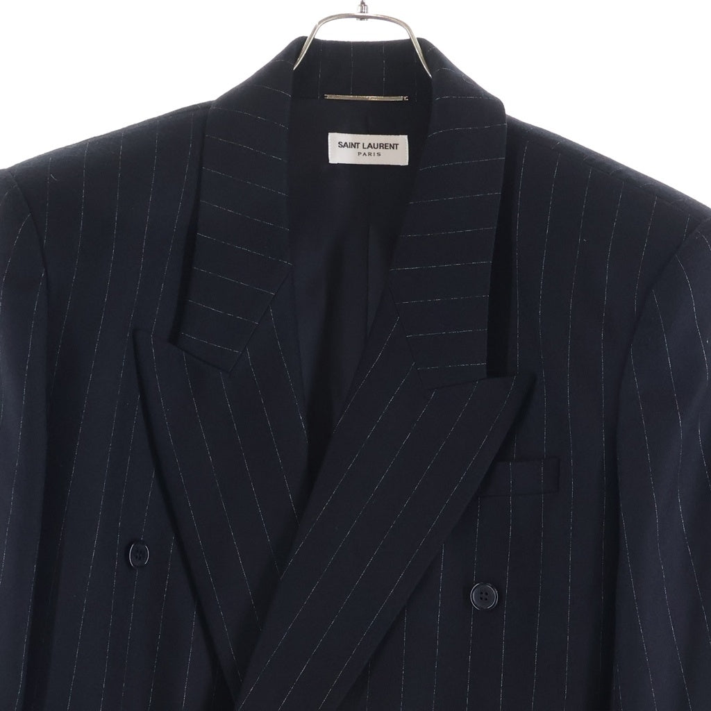 SAINT LAURENT PARIS(サンローランパリ) ストライプ柄 3B ダブルブレスト ウールテーラードジャケット ブラック 771647 Y1H24