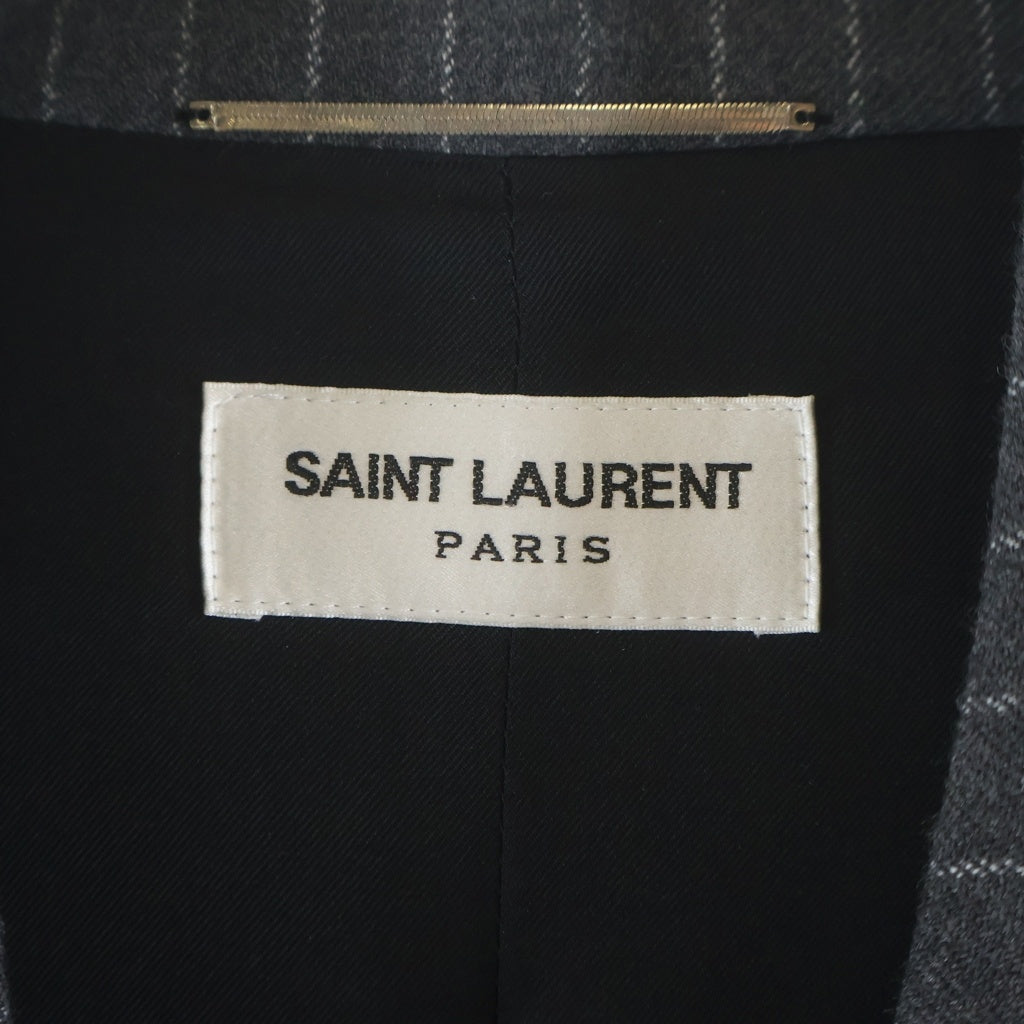 SAINT LAURENT PARIS(サンローランパリ) ストライプ柄 ピークドラペル ストライプ ショルダーパット入り ウールダブルジャケット 786846 Y5H37