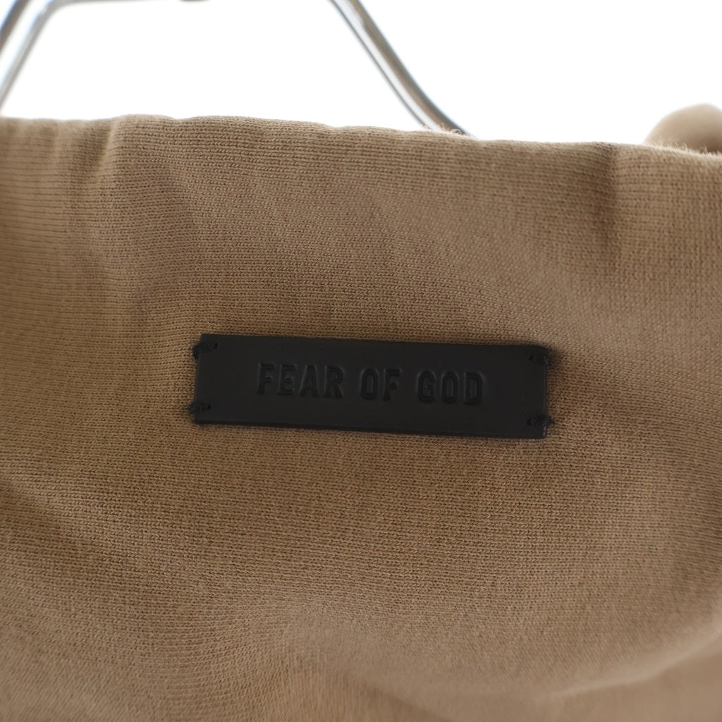 FEAR OF GOD(フィアオブゴッド) HOODIE ラバーロゴ プルオーバースウェットパーカー フーディー ベージュ