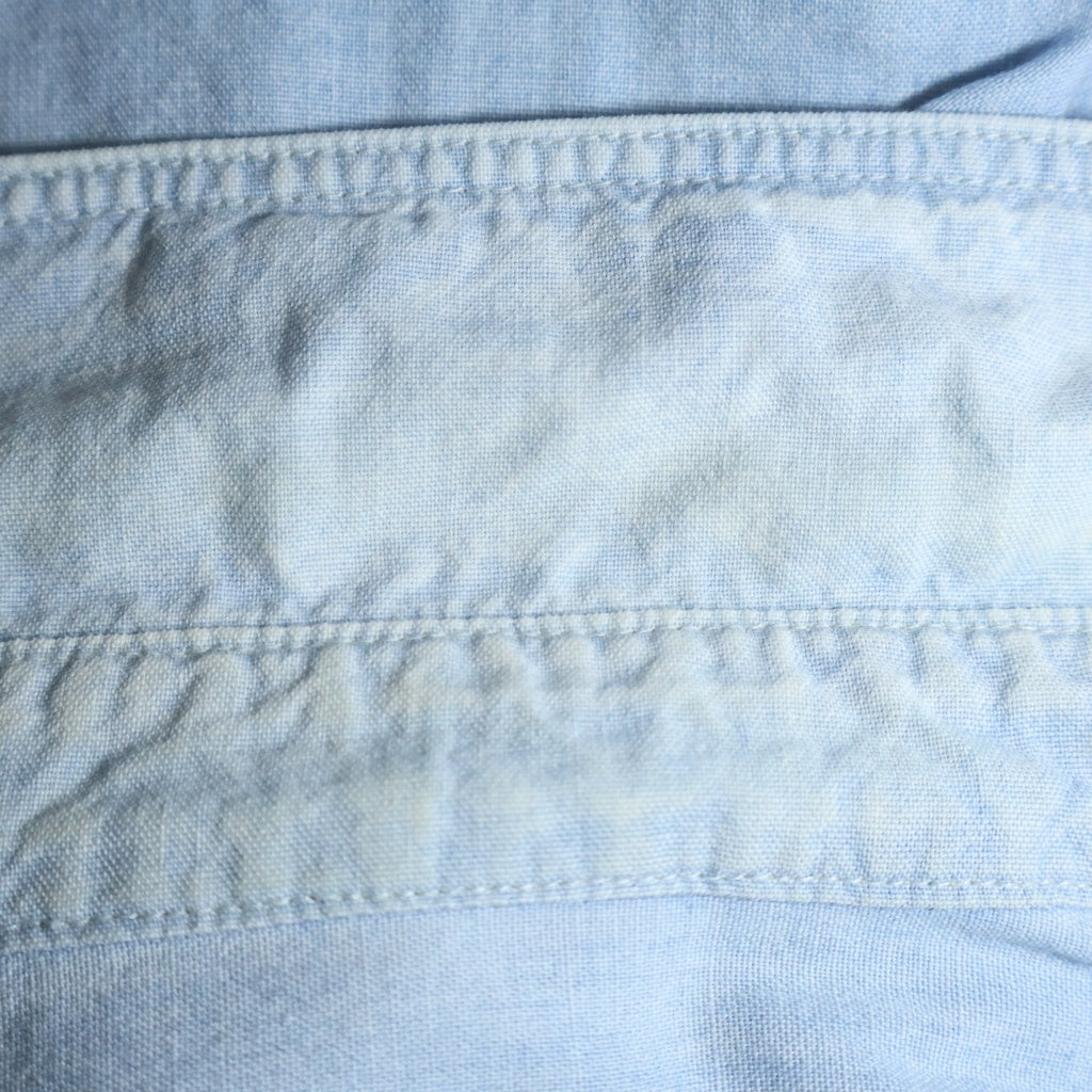 KAPITAL(キャピタル) Chambray Work Shirt Bone Embroidery Saxophone BONE刺繍 シャンブレー ワークシャツ ライトブルー