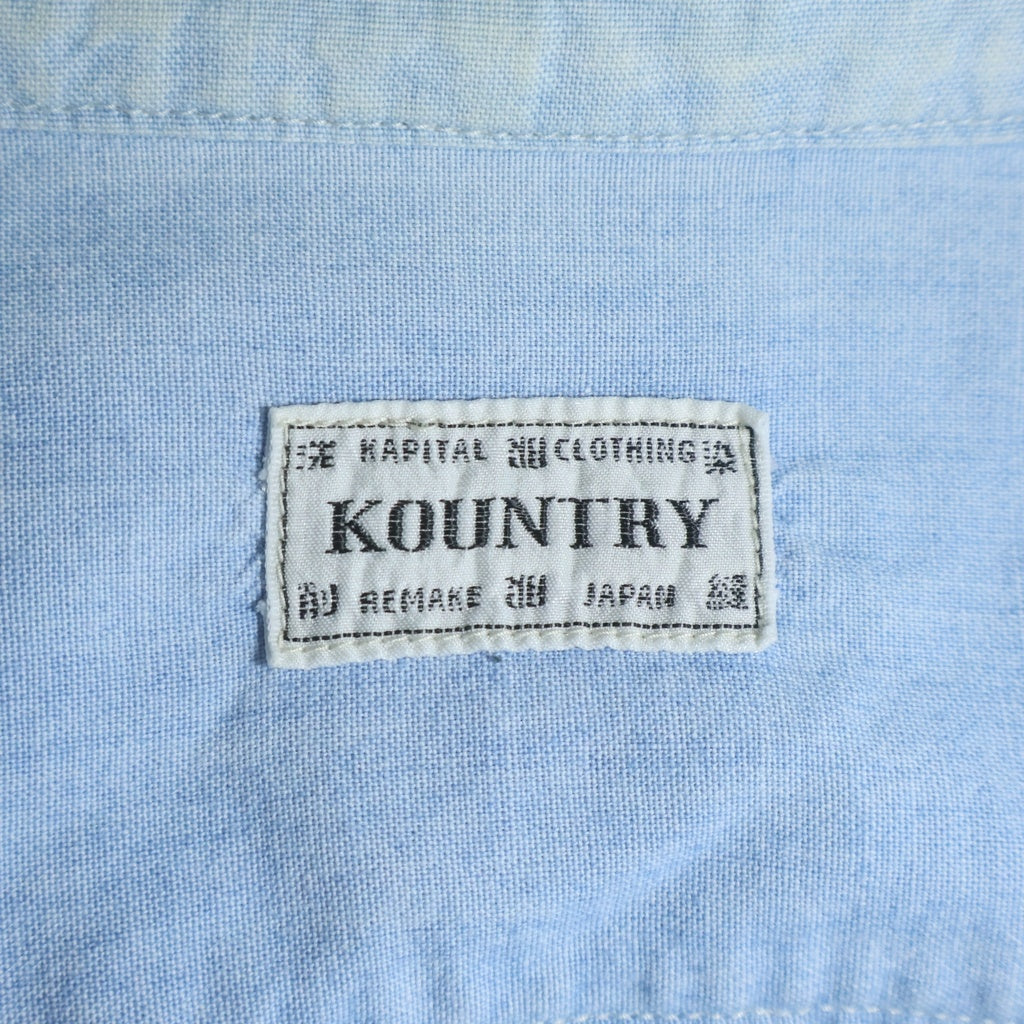 KAPITAL(キャピタル) Chambray Work Shirt Bone Embroidery Saxophone BONE刺繍 シャンブレー ワークシャツ ライトブルー