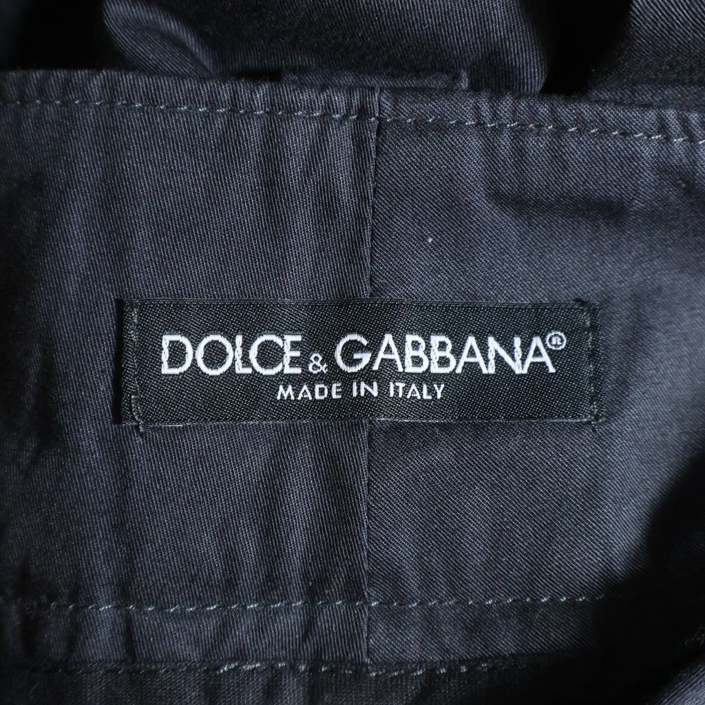 DOLCE & GABBANA(ドルチェアンドガッバーナ) ウエスト切り替え ギミックコットンパンツ ジップフライ イタリア製 ブラック PT-G3KQHX