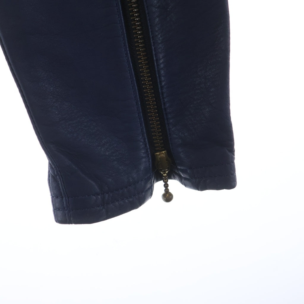 BLACK MEANS(ブラックミーンズ) Leather Pants カウレザー ゴールドジップデザイン パンツ ブルー