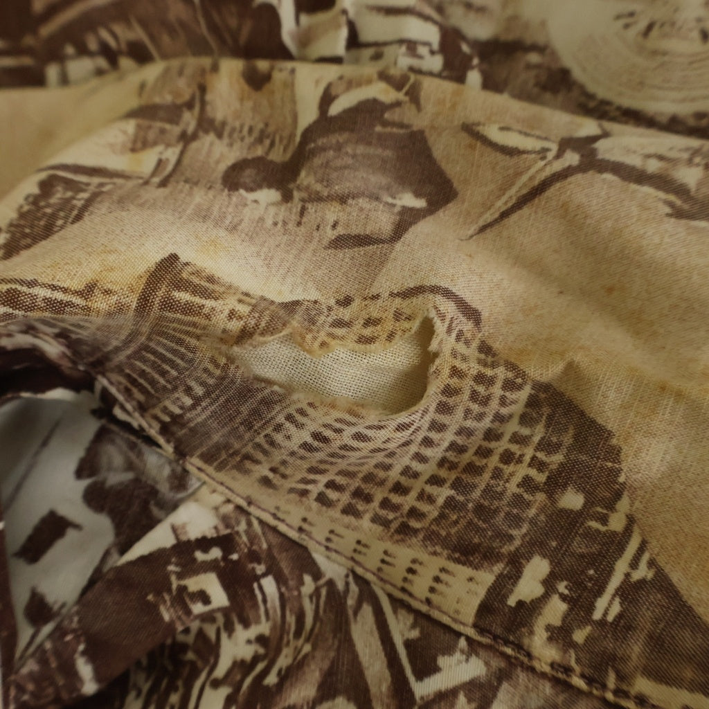 VINTAGE(ヴィンテージ) 50s ROOS BROS Picture Hawaiian Shirt ハワイアンシャツ 半袖シャツ アロハシャツ ピクチャー柄 フォトグラフ ブラウン系