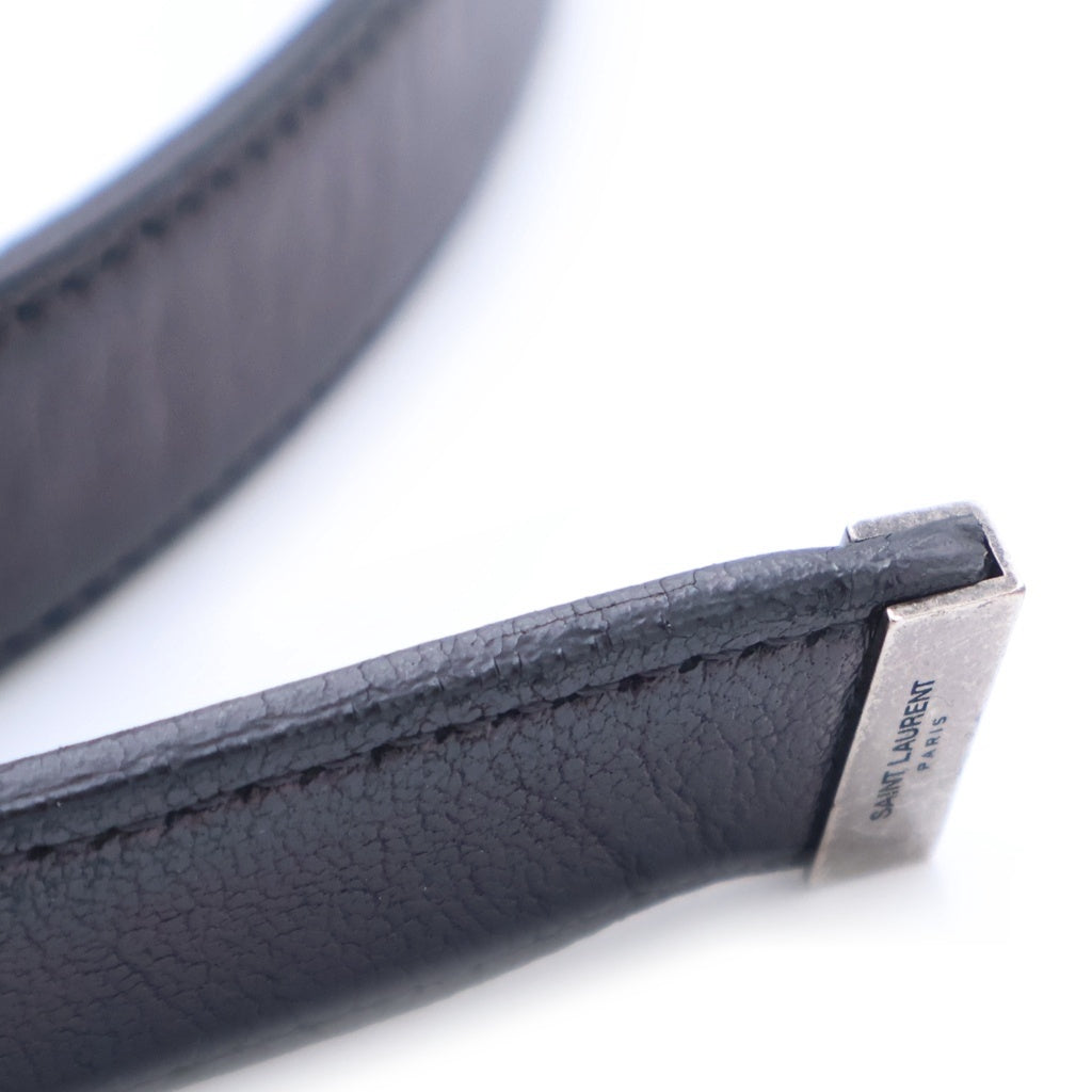 SAINT LAURENT PARIS(サンローランパリ) スクエアフレーム レザーベルト ブラック/シルバー GRZ479387