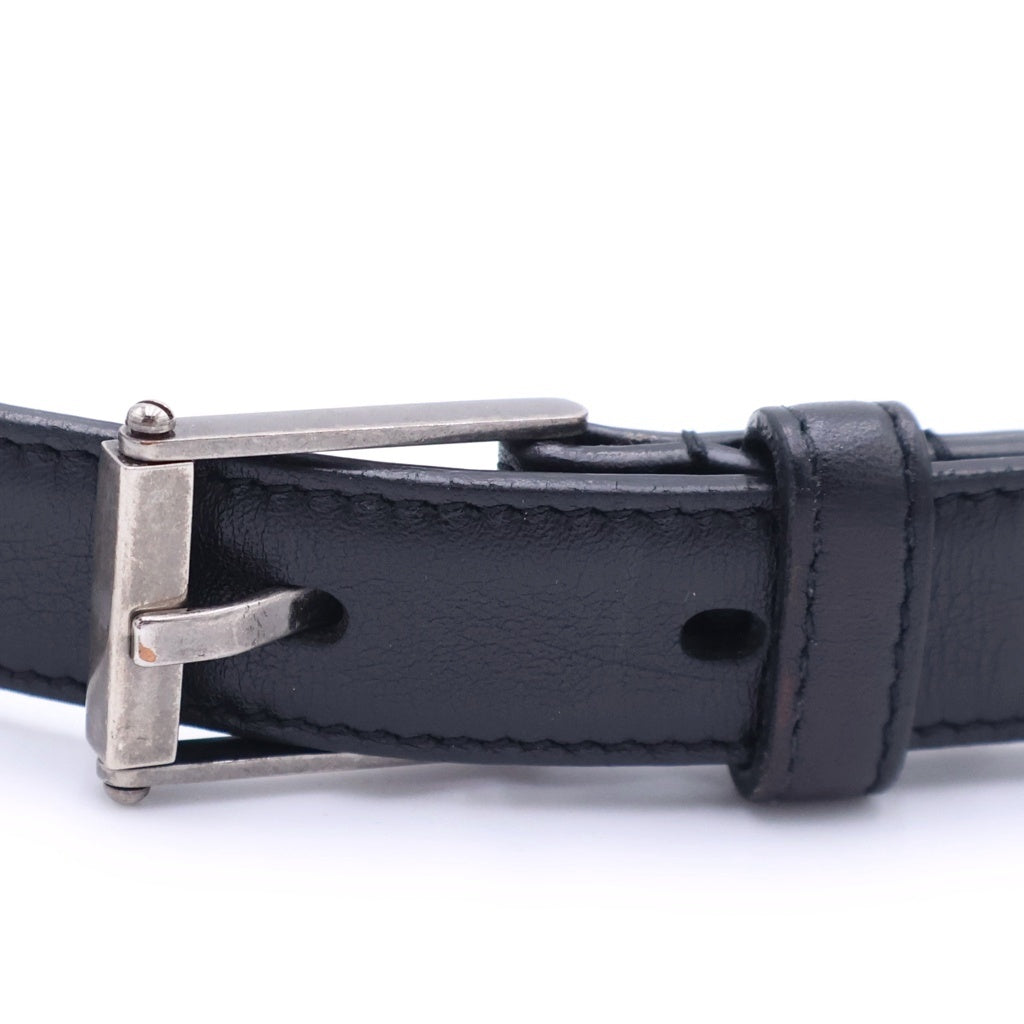 SAINT LAURENT PARIS(サンローランパリ) スクエアフレーム レザーベルト ブラック/シルバー GRZ479388